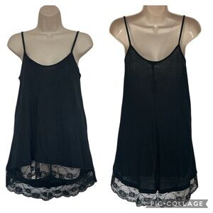 NWT Express Black Sleeveless Spaghetti Straps Lace Hem High Low Top Size Small